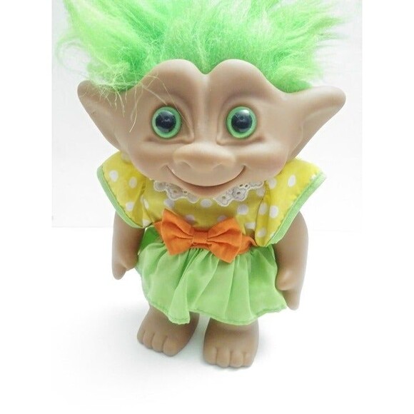 Ace Novelty Company Vintage Green Hair Girl Troll Doll 8" - Picture 2 of 6
